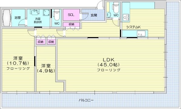 すすきの駅 徒歩5分 28階の物件間取画像